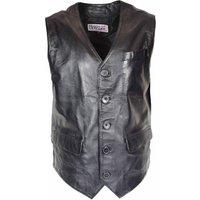 House of Leather Men's Mens Real Leather Gilet Classic Vest Waistcoat SAM in Black | Size: Small