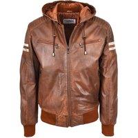 House of Leather Men's Mens Real Leather Bomber Jacket Dallas in Brown | Size: Medium