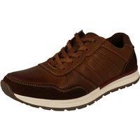 Thomas Blunt Men's Men's Leather Lace-Up Casual Trainer with Panel Detail in Tan | Size: 10