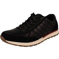 Thomas Blunt Men's Men's Leather Lace-Up Casual Trainer with Panel Detail in Black | Size: 8