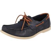 Thomas Blunt Men's Men's Lace-Up Leather Boat Shoe with Contrast Lace Detail in Navy | Size: 9