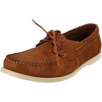 Thomas Blunt Men's Men's Lace-Up Leather Boat Shoe with Contrast Lace Detail in Tan | Size: 10