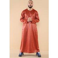 Thobez Men's Islamic Muslim Shiny Thobe Jubba in Burnt Orange | Size: 54R