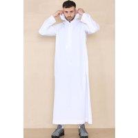 Thobez Men's Muslim Islamic Hooded Thobe in White | Size: 60S