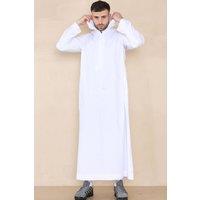 Thobez Men's Muslim Islamic Hooded Thobe in White | Size: 52R