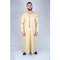 Thobez Men's Omani Eid Tassel Thobe Jubba in Cream | Size: 58R