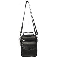 House of Leather Men's Leather Crossbody Messenger Bag Black HOL6968