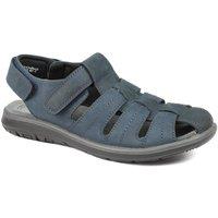 Pavers Men's Dual Adjustable Fasten Leather Sandals in Blue | Size: 9