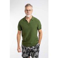 Weird Fish Men's Tyne Trophy Neck Knitted Polo Shirt in Olive | Size: 4XL