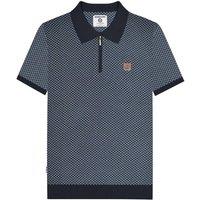 Lambretta Men's Knitted Quarter Zip Polo Shirt in Navy | Size: Small