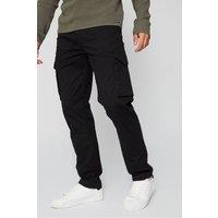 Threadbare Men's 'Drill' Cotton Cargo Trousers With Stretch in Black | Size: 30R