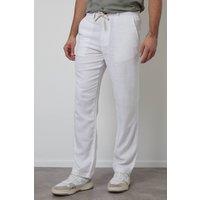 Threadbare Men's 'Annual' Linen Blend Casual Trousers in White | Size: 34R