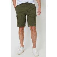Saltwell Men's Stretch Cotton Blend Cargo Shorts in Khaki | Size: 34