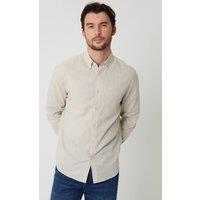 threadbare Men's Linen Blend Long Sleeve Shirt in Light Stone | Size: Large