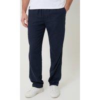 Threadbare Men's Linen Blend Drawcord Trousers in Navy | Size: Medium