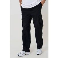 Threadbare Men's Baggy Fit Stretch Cotton Cargo Trousers in Black | Size: 32R