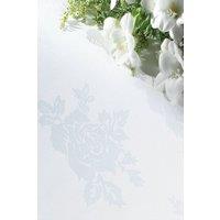 Vision Polyester Rose Design Tablecloth in White | Size: 229 cm x 229 cm