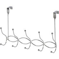 Showerdrape Waves Black or Chrome Over Door Storage Hooks in Silver