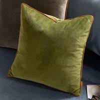Furn Meridian Velvet Piped Cushion in Olive | Size: 55 cm x 55 cm