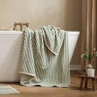 Yard Hebden Striped 100% Cotton Towel in Bottle Green