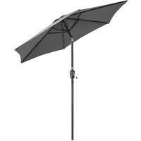 Christow Garden Parasol Umbrella Aluminium Patio Sun Shade UV With Crank 2.4m in Grey