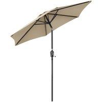 Christow Garden Parasol Umbrella Aluminium Patio Sun Shade UV With Crank 2.4m in Brown