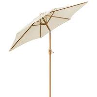 Christow Garden Parasol 2.4m Tilting Outdoor Umbrella Steel Pole Wood Effect Finish UV30+ in Beige