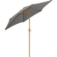 Christow Garden Parasol 2.4m Tilting Outdoor Umbrella Steel Pole Wood Effect Finish UV30+ in Grey