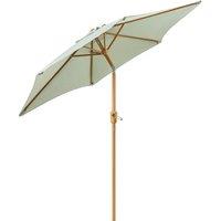 Christow Garden Parasol 2.4m Tilting Outdoor Umbrella Steel Pole Wood Effect Finish UV30+ in Light Green