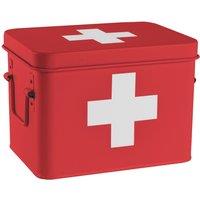 Harbour Housewares First Aid Box - 23cm - Vintage Metal Storage Box Tin Utility Organisation in Red