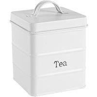 Harbour Housewares Kitchen Tea Canister - Vintage Metal Kitchen Storage Food Canister in White