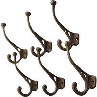 Marco Paul Set of 6 Bronze Wall Mounted Coat Rack & Hooks Hallway Hooks in Black