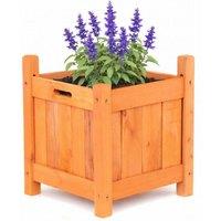 Oypla Wooden Square Flower Planter in Brown
