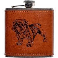 Selbrae House Bulldog Leather Hip Flask in Brown