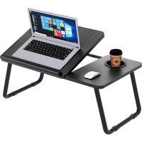 MANTRARAJ Folding Laptop Bed Table Cup Holder Portable Lap Standing Desk in Black
