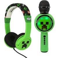 OTL Minecraft Wireless Headphones & Karaoke Microphone Bundle in Green