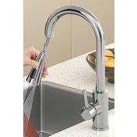 JANLEMNY Chrome Pull Out Swan Neck Kitchen Mixer Tap - 3-Mode Spray in Silver | Size: 1000mm x 400mm