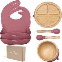 Yum Yums 6-Piece Silicone Feeding Baby Weaning Set - Pink Tableware