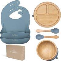 Yum Yums 6-Piece Silicone Feeding Baby Weaning Set - Blue Tableware