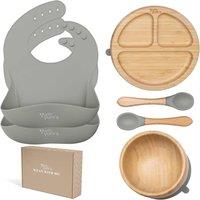 Yum Yums 6-Piece Silicone Feeding Baby Weaning Set - Olive Tableware