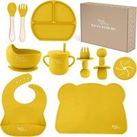 Yum Yums 10-Piece Silicone Feeding Baby Weaning Set - Mustard Yellow Tableware