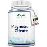 Nu U Nutrition Magnesium Citrate 200mg - for Muscle Function, Energy, & Bone Health