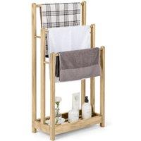 Costway 3-Tier Towel Rack Bathroom Towel Rail Wooden Towel Holder Drying Stand in Natural