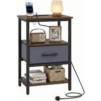Costway Modern Side Table Bedside Table Nightstand End Table w/Drawer& Shelves in Brown