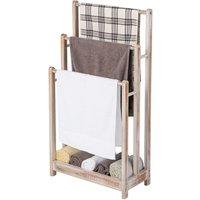 Costway Freestanding 3-tier Wood Towel Rack Bathroom Towel Drying Stand in Natural