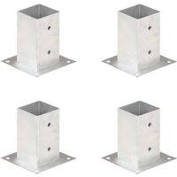 Berkfield Home Post Anchors 4 pcs Galvanised Metal 81 mm in Silver