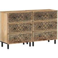 Berkfield Home Side Cabinets 2 pcs 60x33x75 cm Solid Wood Mango in Brown | Size: 60 x 33 x 75 cm