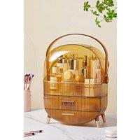 Living and Home Cosmetic Organizer Skincare Display Box With 2 Layers Of Storage Boxes For Dormitory & Bedroom Vanity Case in Yellow
