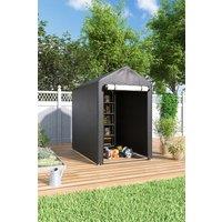 H&O Direct Outdoor Galvanized Tube Storage Shed 4x6FT in Dark Grey