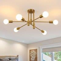Pheashine Gold 50cm 6-Light Semi-Flush Ceiling Light E27 Adjustable Arms